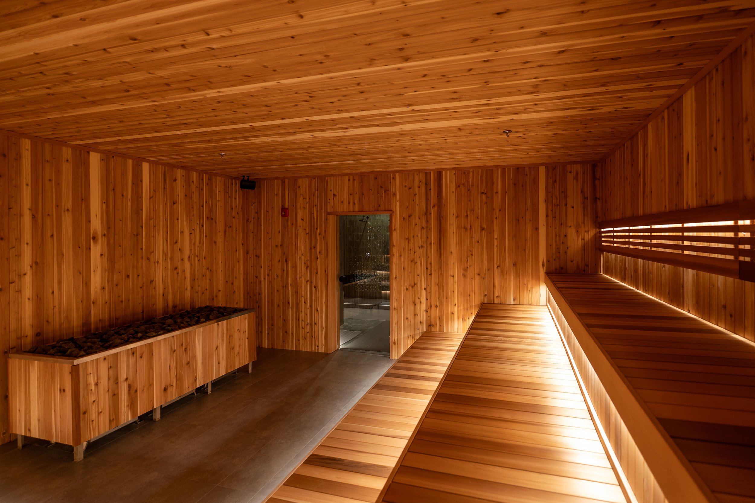 A member settling into the Offline wellness space